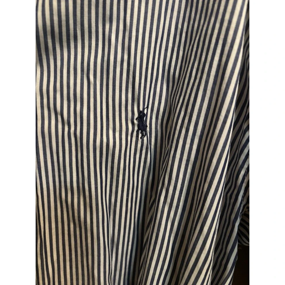 Polo Ralph Lauren Men's‎ Cotton Robe Blue White Stripe Belted  Bath Robe Large